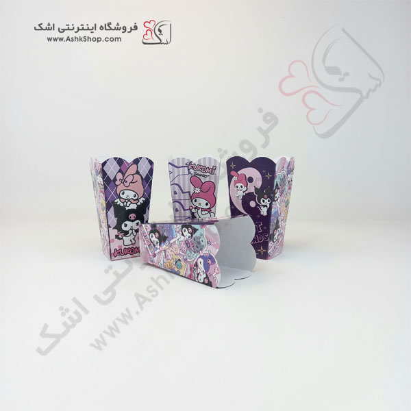 kuromi تم تولد کرومی وسایل کامل شامل بشقاب لیوان ظرف پاپکورن چنگال چاقو برش کیک -ریسه پرچم -