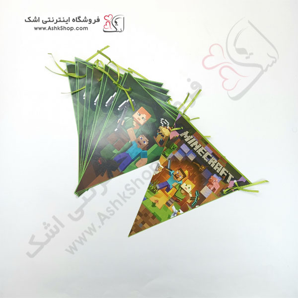 بشقاب لیوان ظرف پاپکورن پرچم ریسه چاقو برش و سرو کیک چنگال تم تولد تولدی ماین کرافت